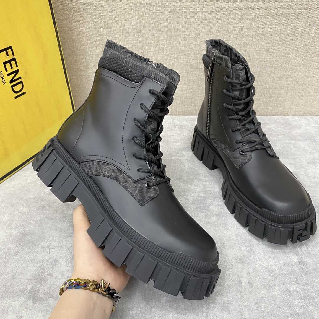 Fendi Force Black Leather Ankle Boots - PerfectKickZ