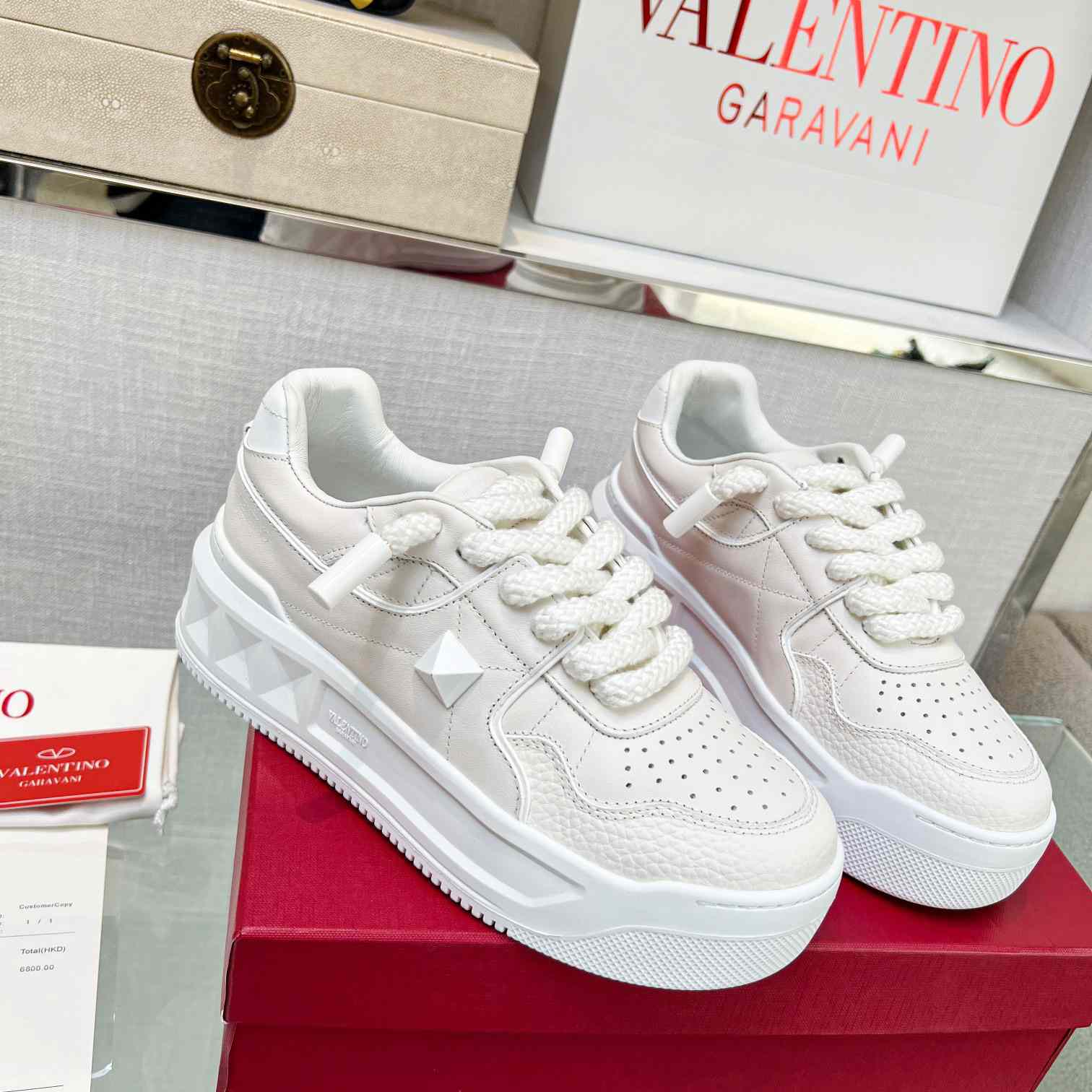 Valenti One Stud XL Nappa Leather Low-Top Sneaker - PerfectKickZ