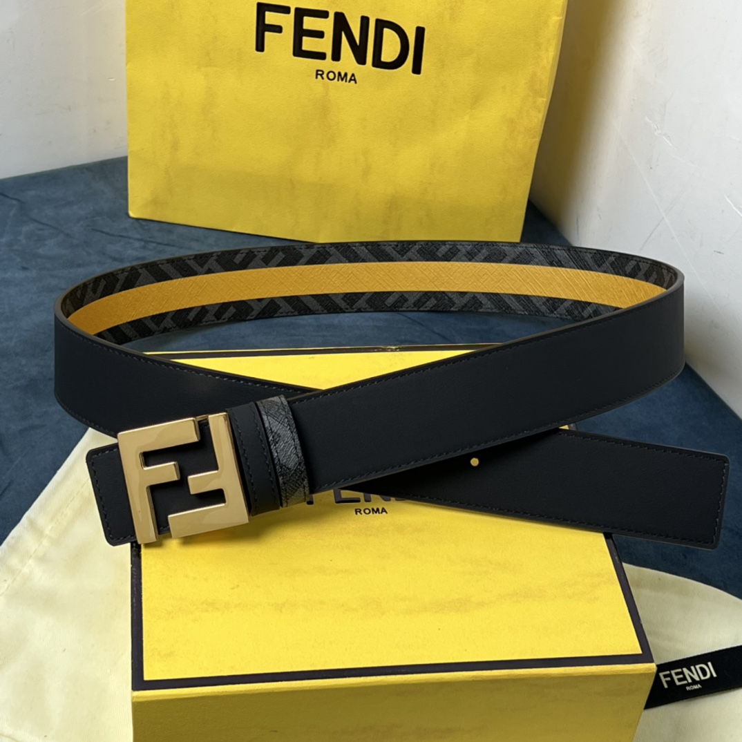 Fendi Reversible Black Leather Belt  - PerfectKickZ