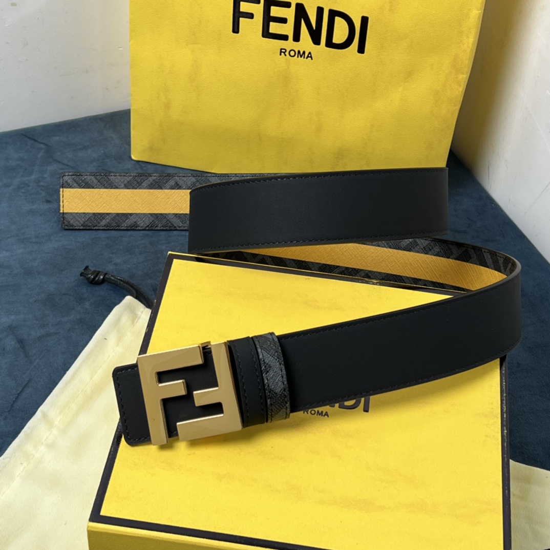 Fendi Reversible Black Leather Belt  - PerfectKickZ