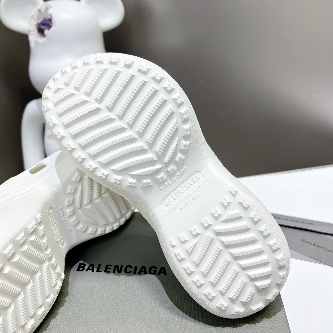 Balenciaga Women's Pool Crocs™ Slide Sandal In White - PerfectKickZ