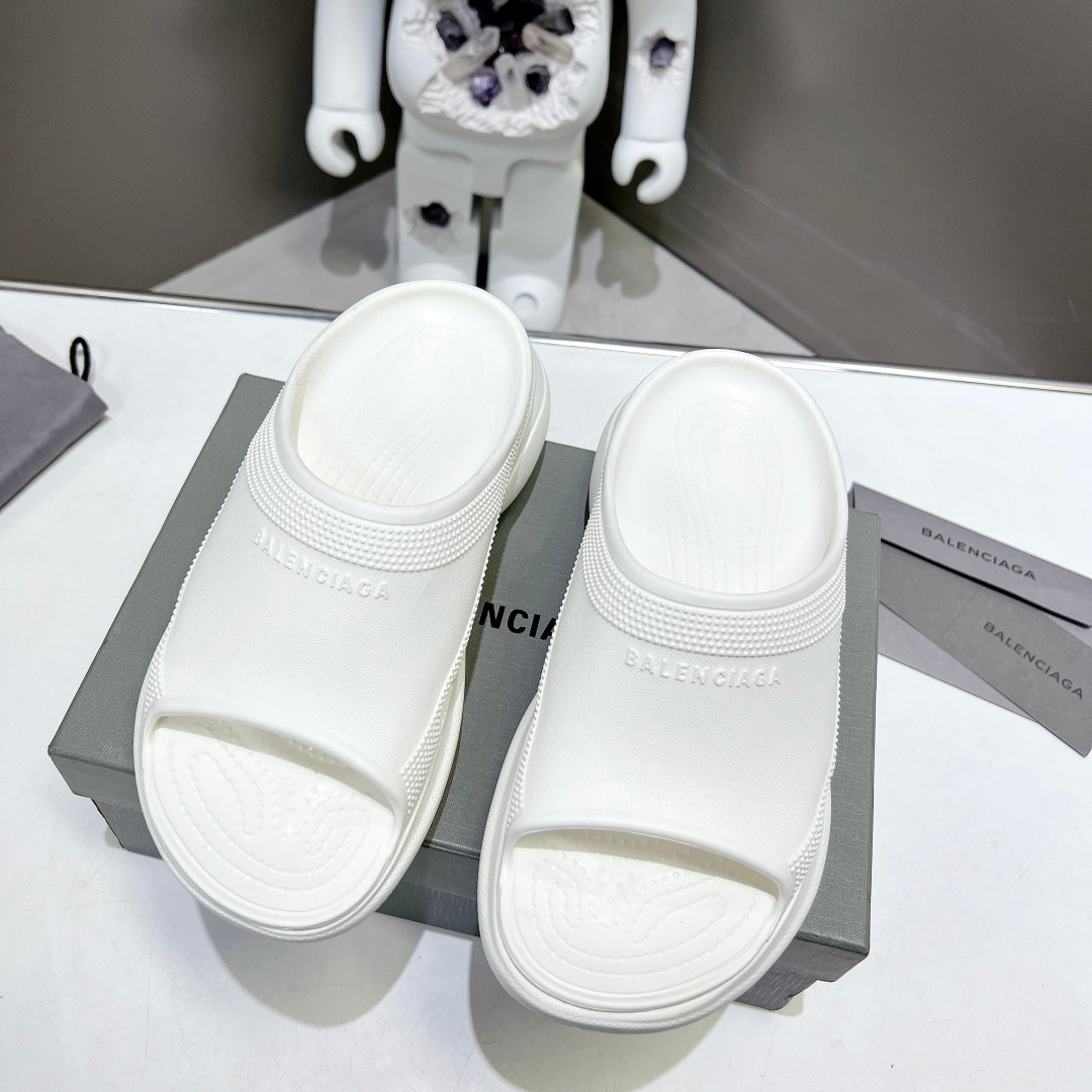 Balenciaga Women's Pool Crocs™ Slide Sandal In White - PerfectKickZ