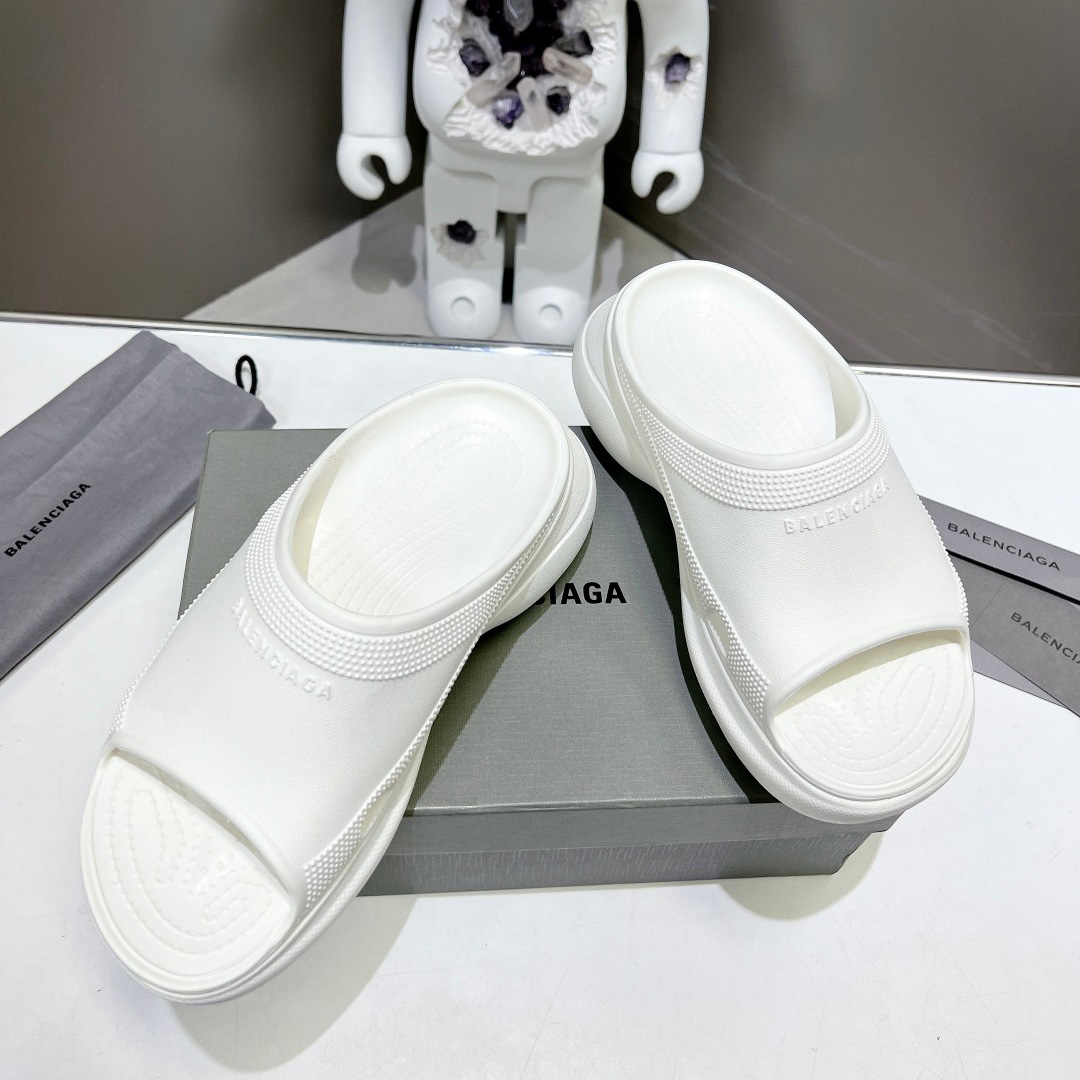 Balenciaga Women's Pool Crocs™ Slide Sandal In White - PerfectKickZ
