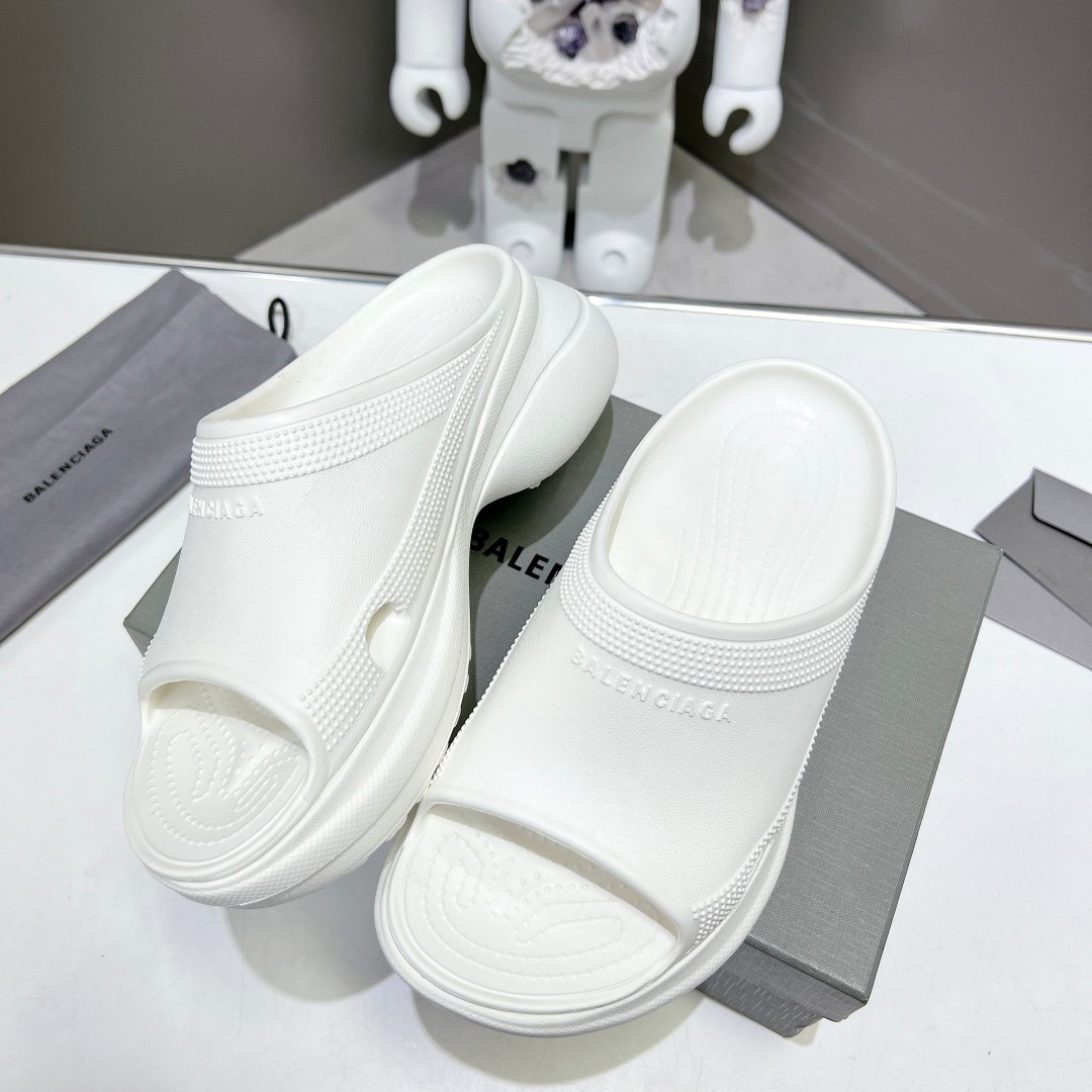 Balenciaga Women's Pool Crocs™ Slide Sandal In White - PerfectKickZ