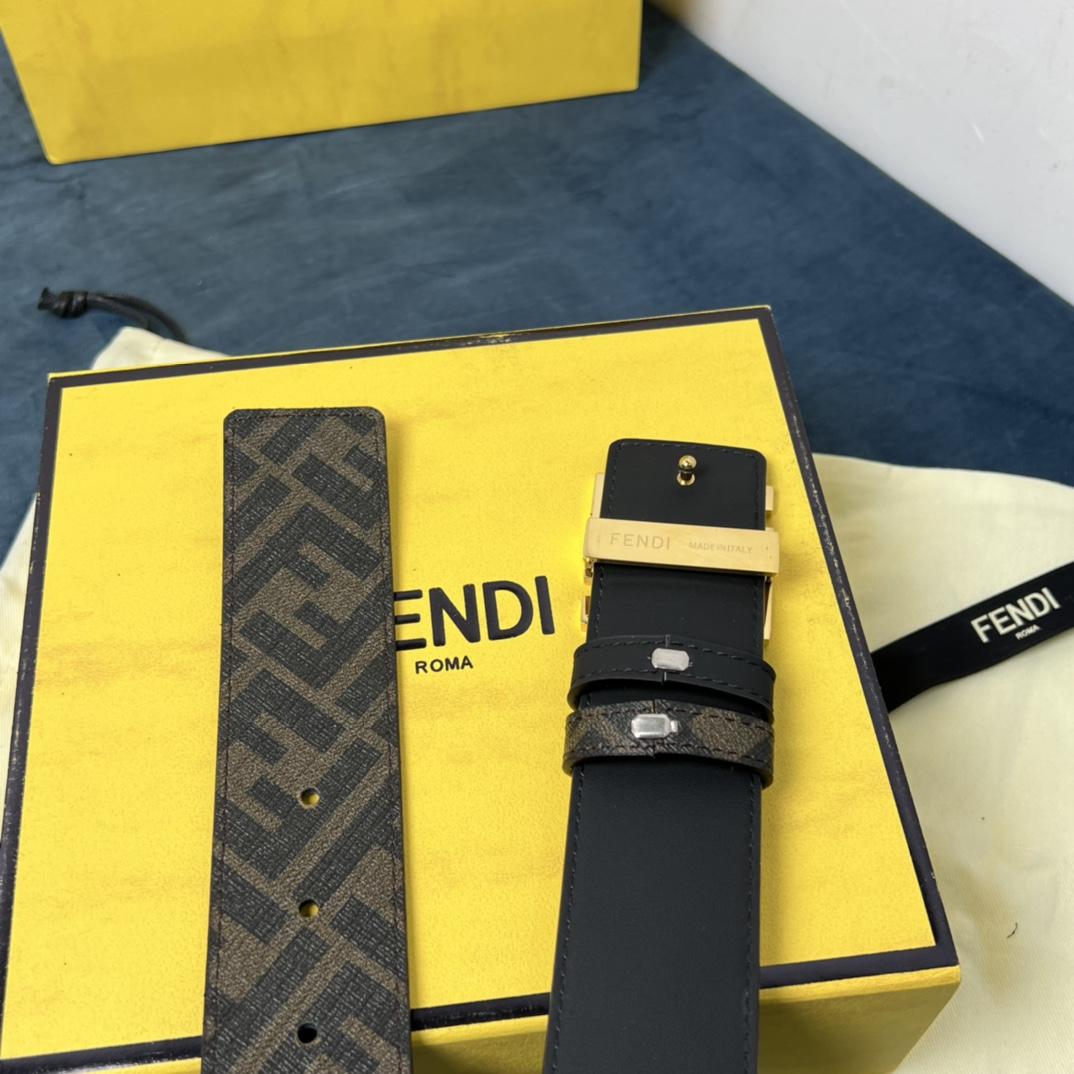 Fendi Reversible Black Leather Belt  - PerfectKickZ