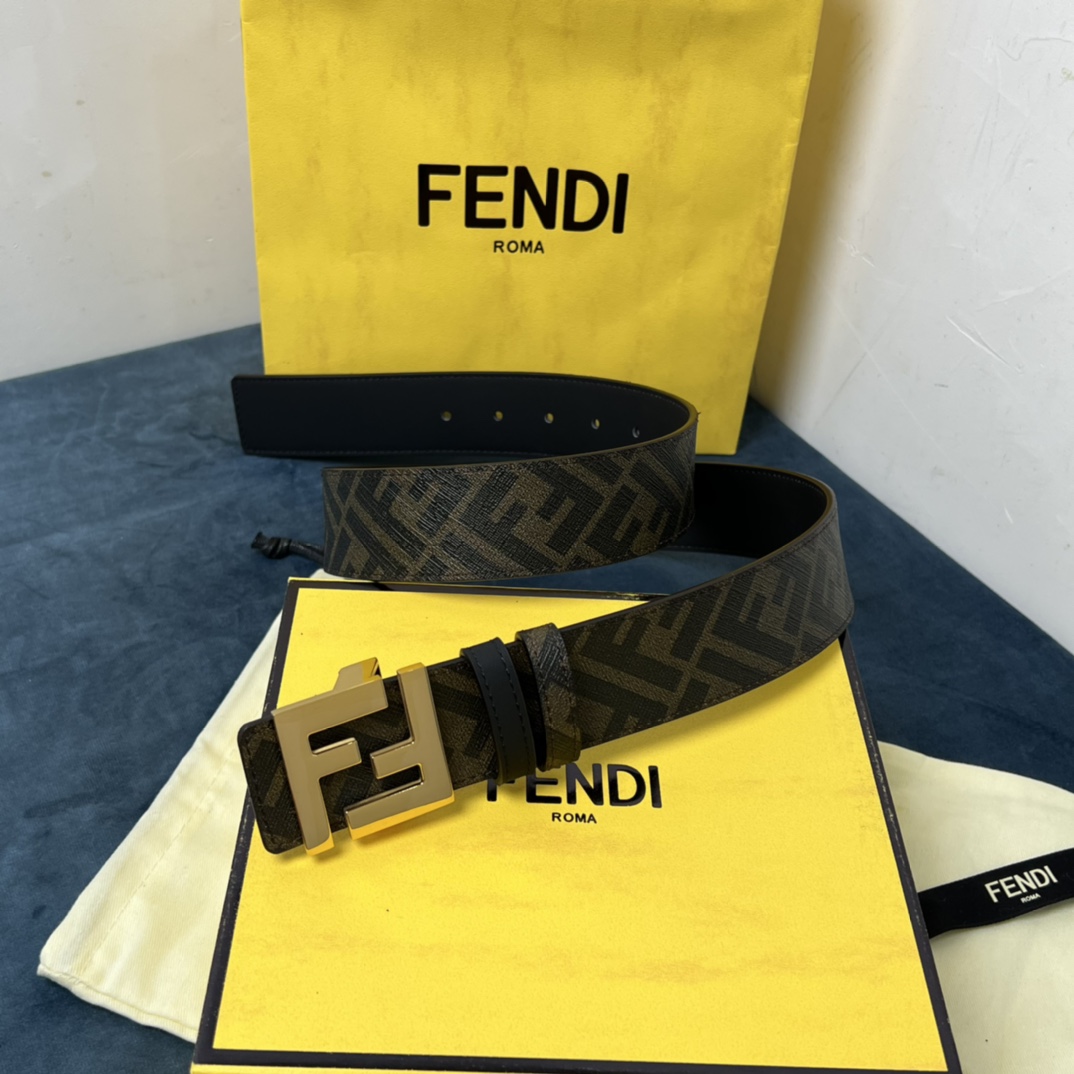 Fendi Reversible Black Leather Belt  - PerfectKickZ
