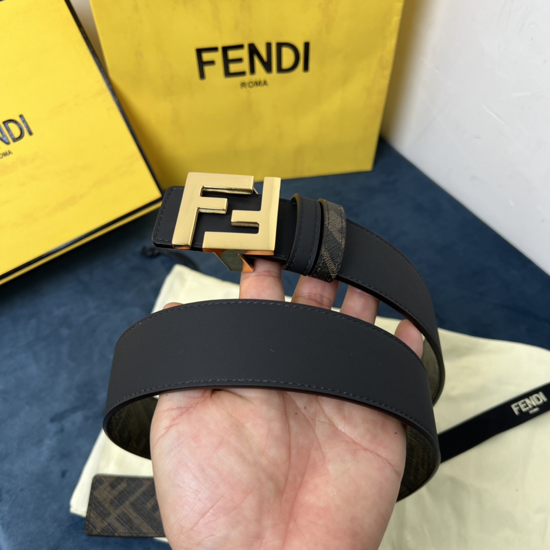 Fendi Reversible Black Leather Belt  - PerfectKickZ