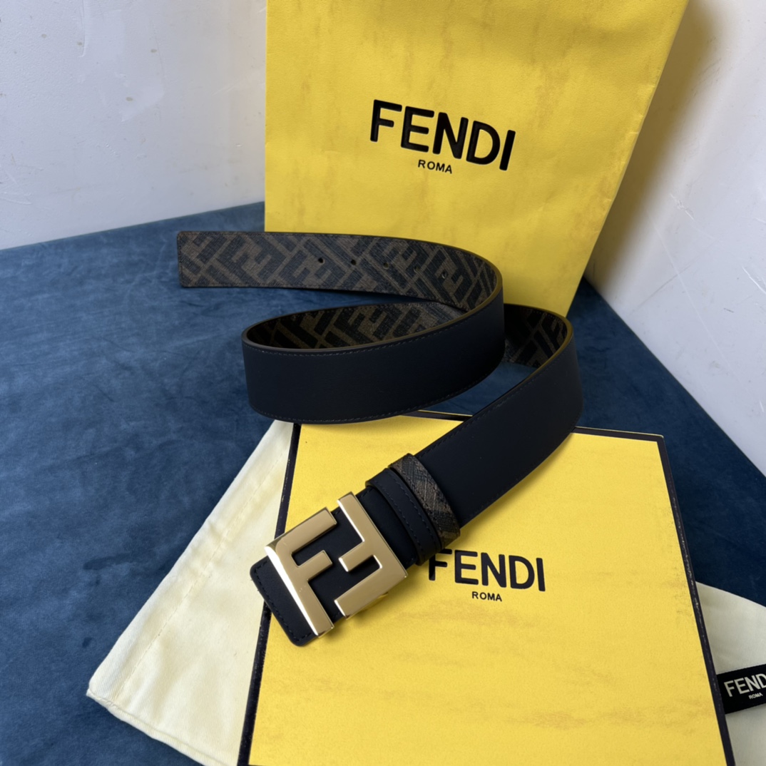 Fendi Reversible Black Leather Belt  - PerfectKickZ