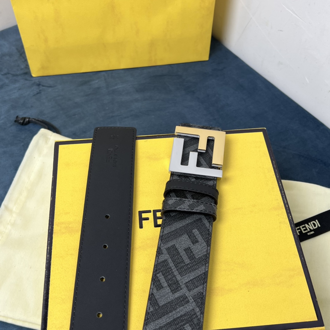 Fendi Reversible Black Leather Belt  - PerfectKickZ