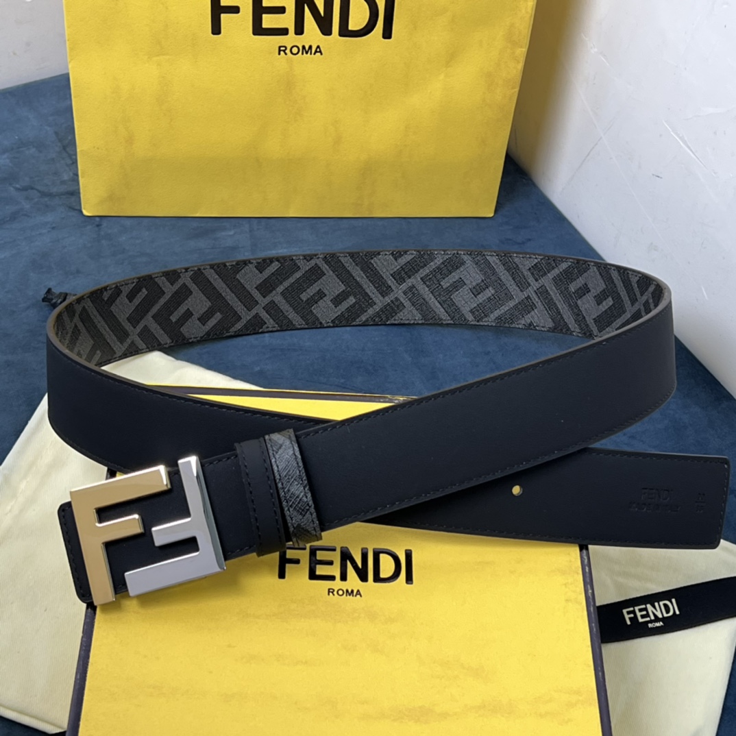 Fendi Reversible Black Leather Belt  - PerfectKickZ