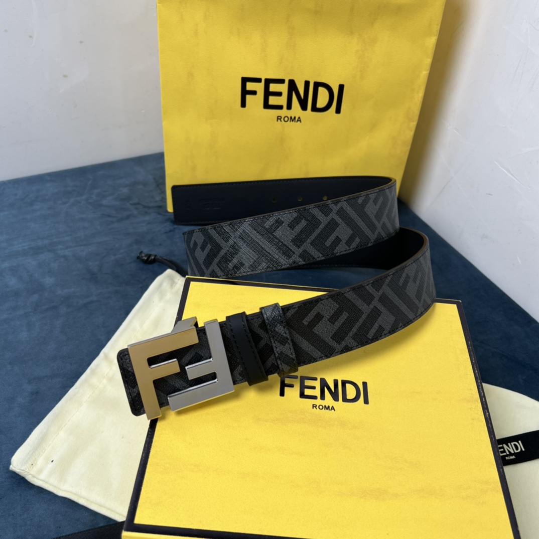 Fendi Reversible Black Leather Belt  - PerfectKickZ