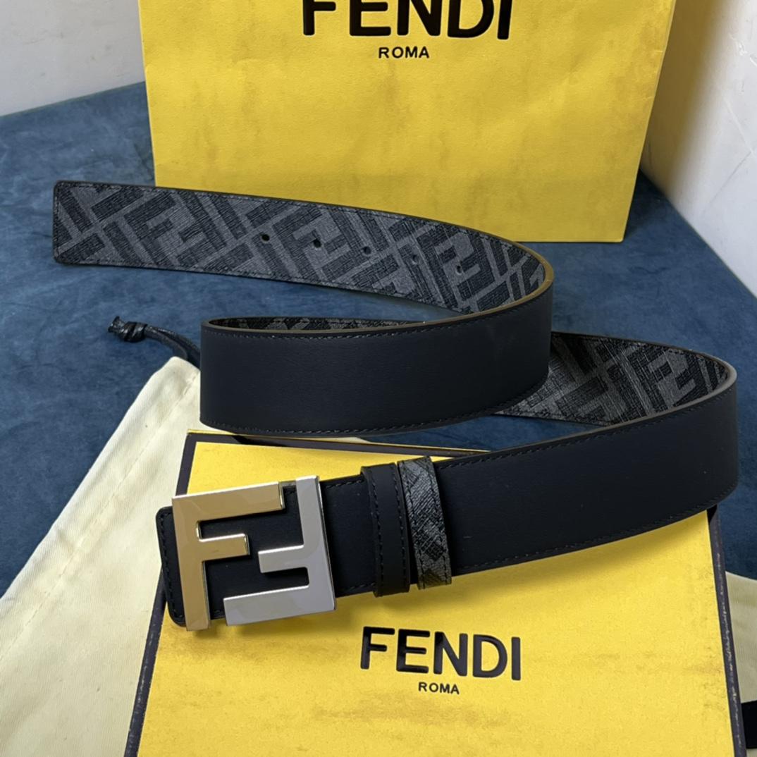 Fendi Reversible Black Leather Belt  - PerfectKickZ