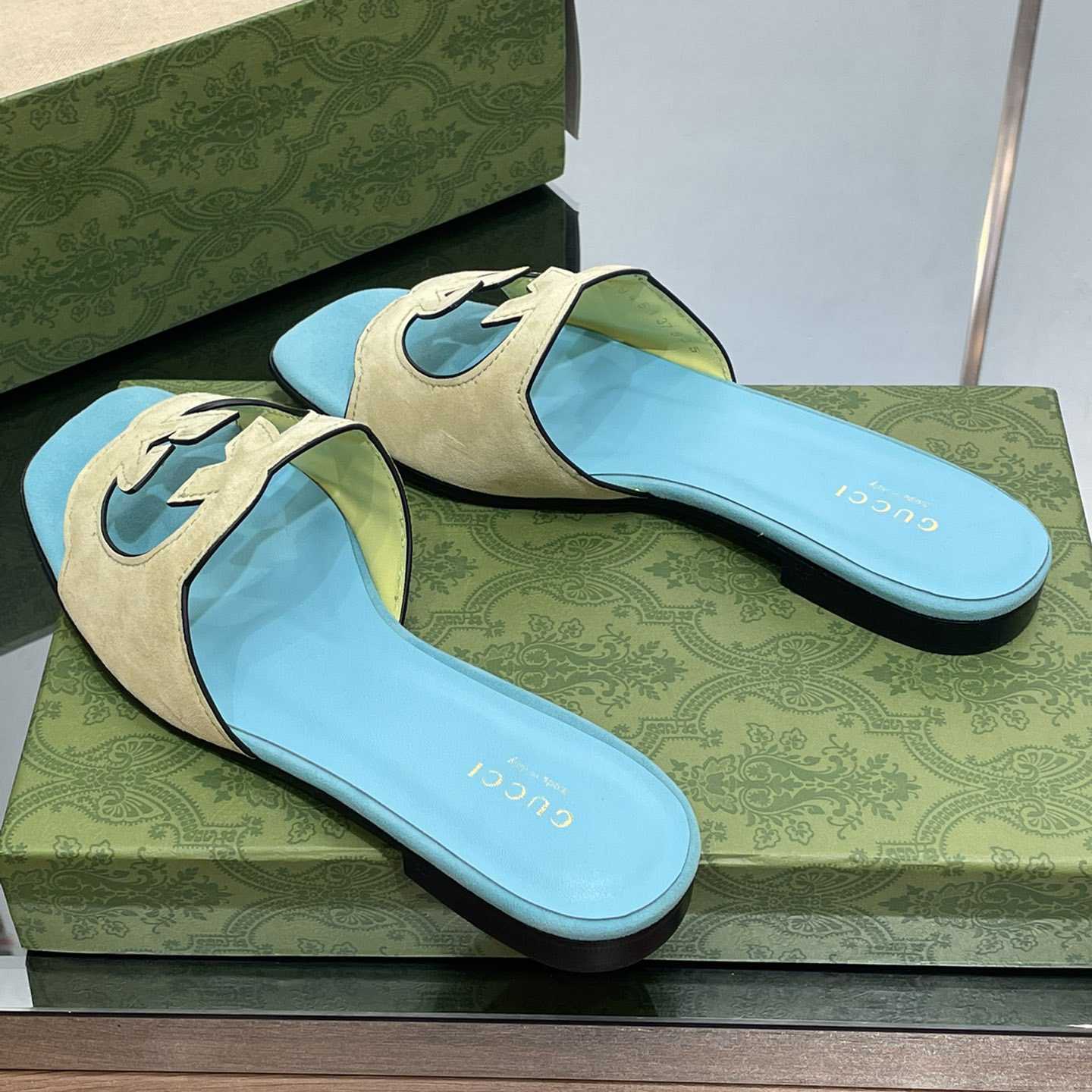 Gucci Women's Interlocking G Cut-out Slide Sandal - PerfectKickZ