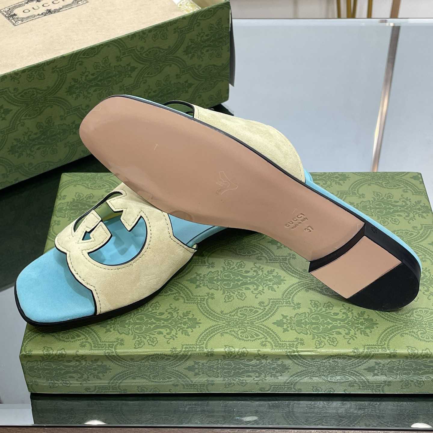 Gucci Women's Interlocking G Cut-out Slide Sandal - PerfectKickZ
