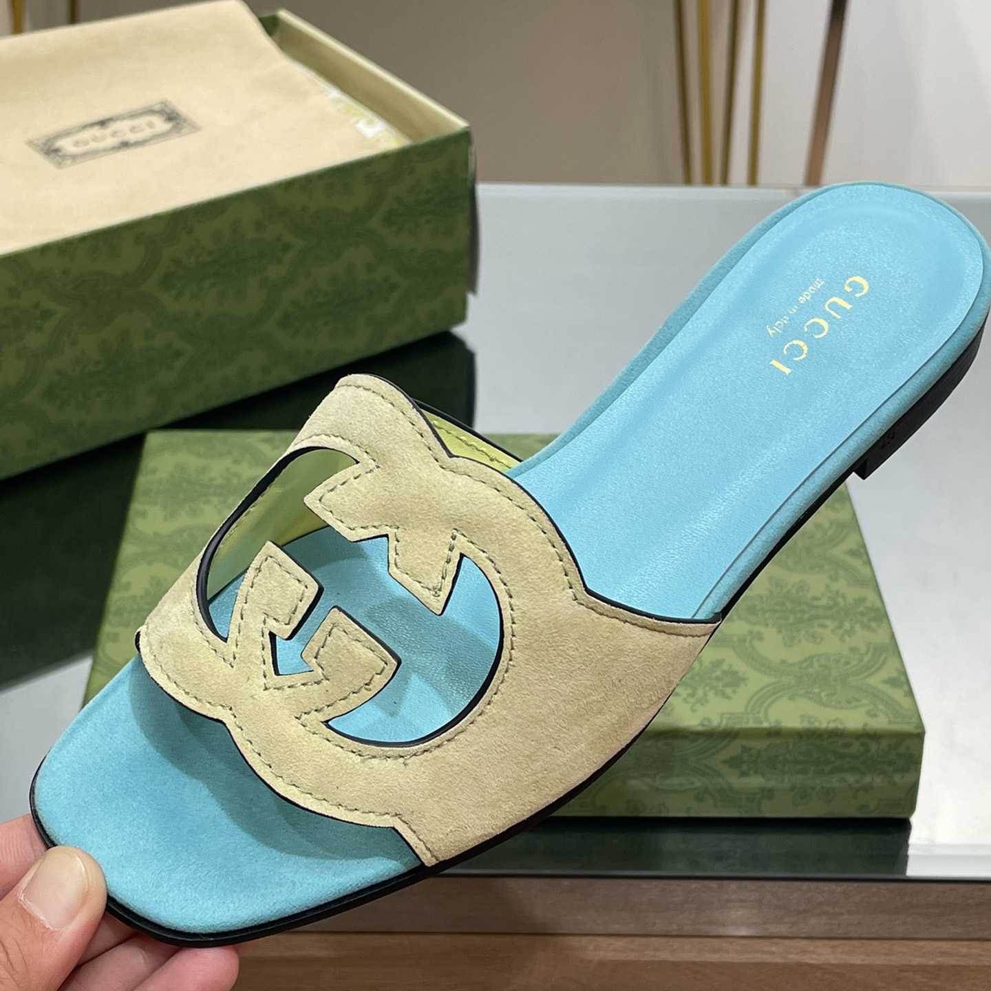 Gucci Women's Interlocking G Cut-out Slide Sandal - PerfectKickZ