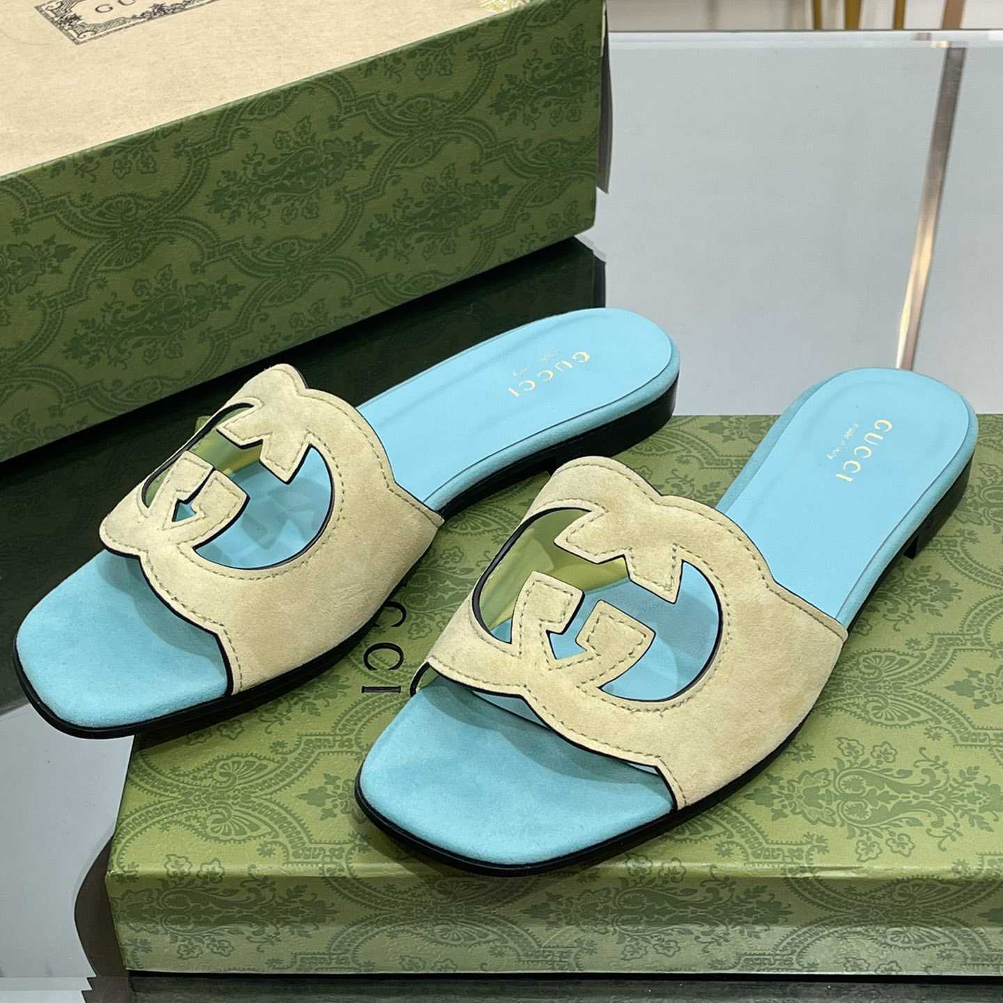 Gucci Women's Interlocking G Cut-out Slide Sandal - PerfectKickZ