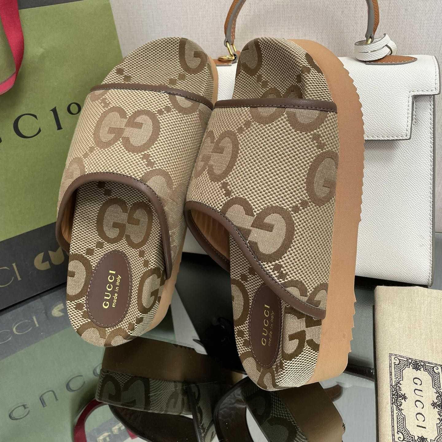 Gucci Women's Jumbo GG Platform Slide - PerfectKickZ