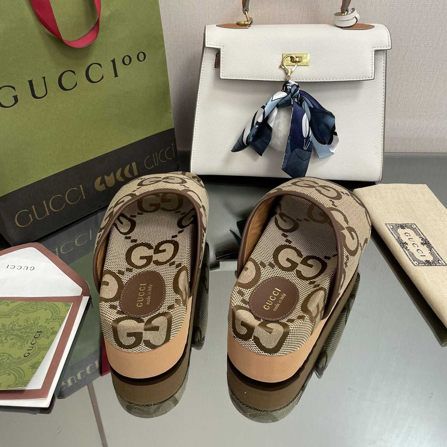 Gucci Women's Jumbo GG Platform Slide - PerfectKickZ