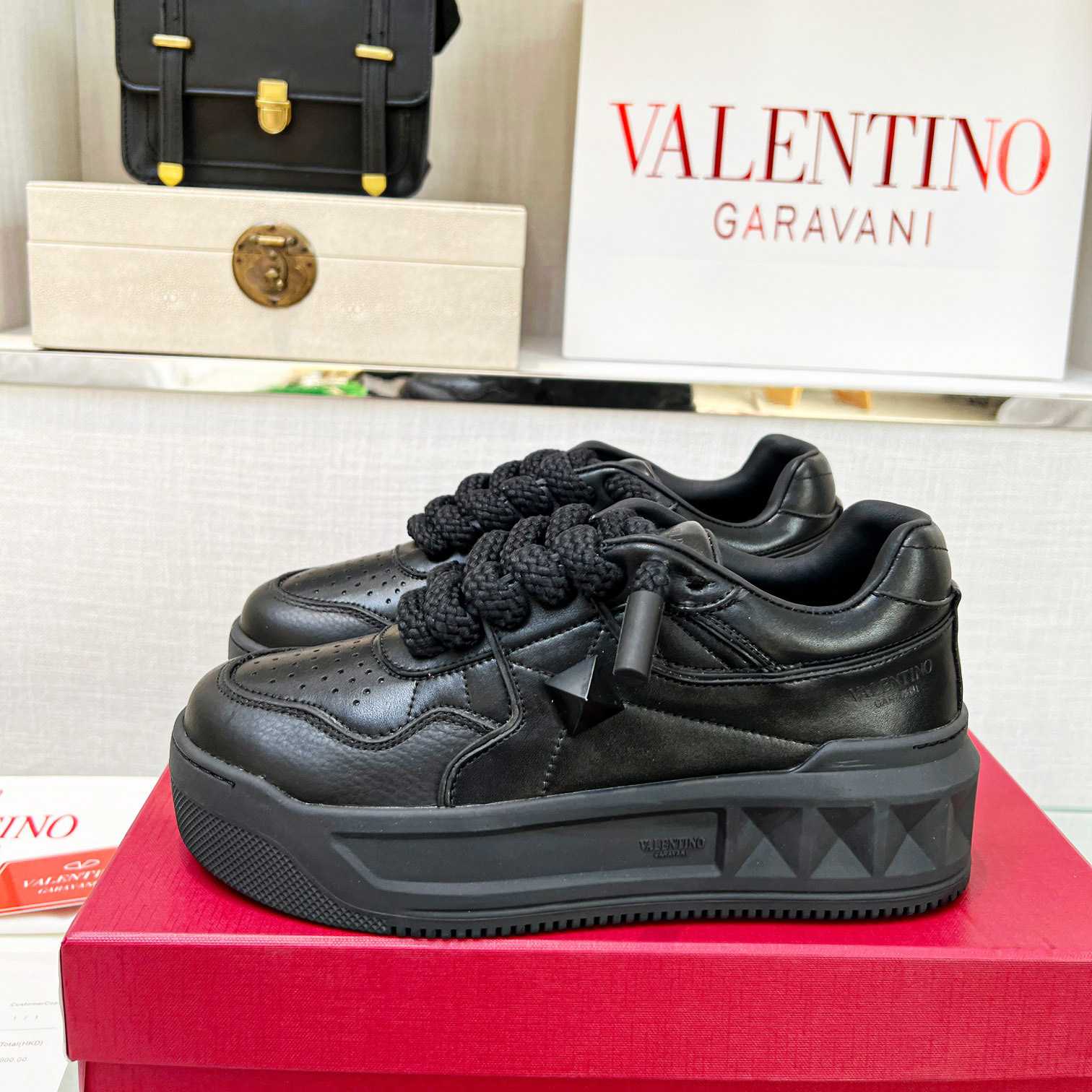 Valenti One Stud XL Nappa Leather Low-Top Sneaker - PerfectKickZ