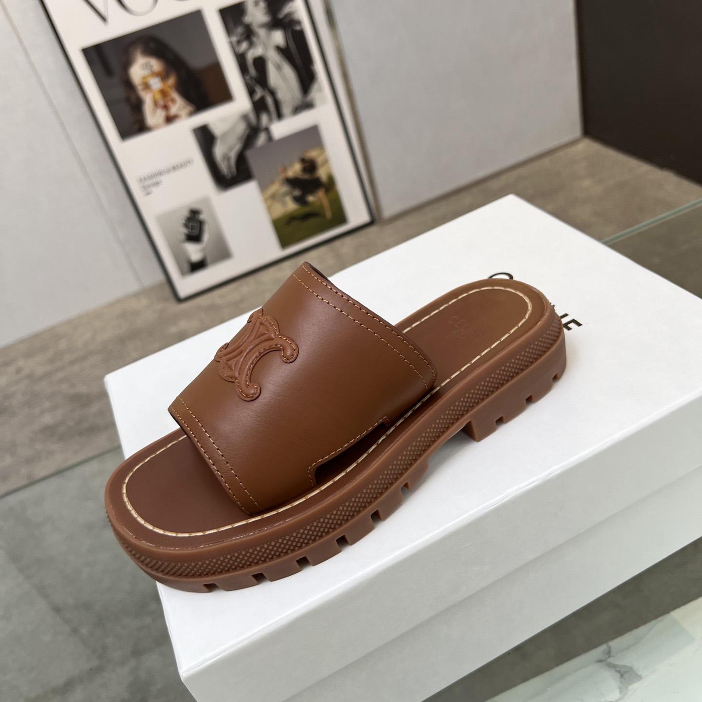 Celine Clea Triomphe Slide In Vegetable - Tanned Calfskin - PerfectKickZ