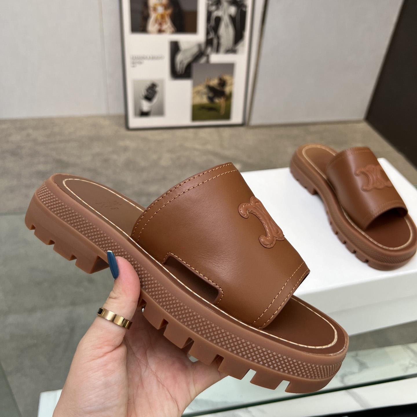 Celine Clea Triomphe Slide In Vegetable - Tanned Calfskin - PerfectKickZ