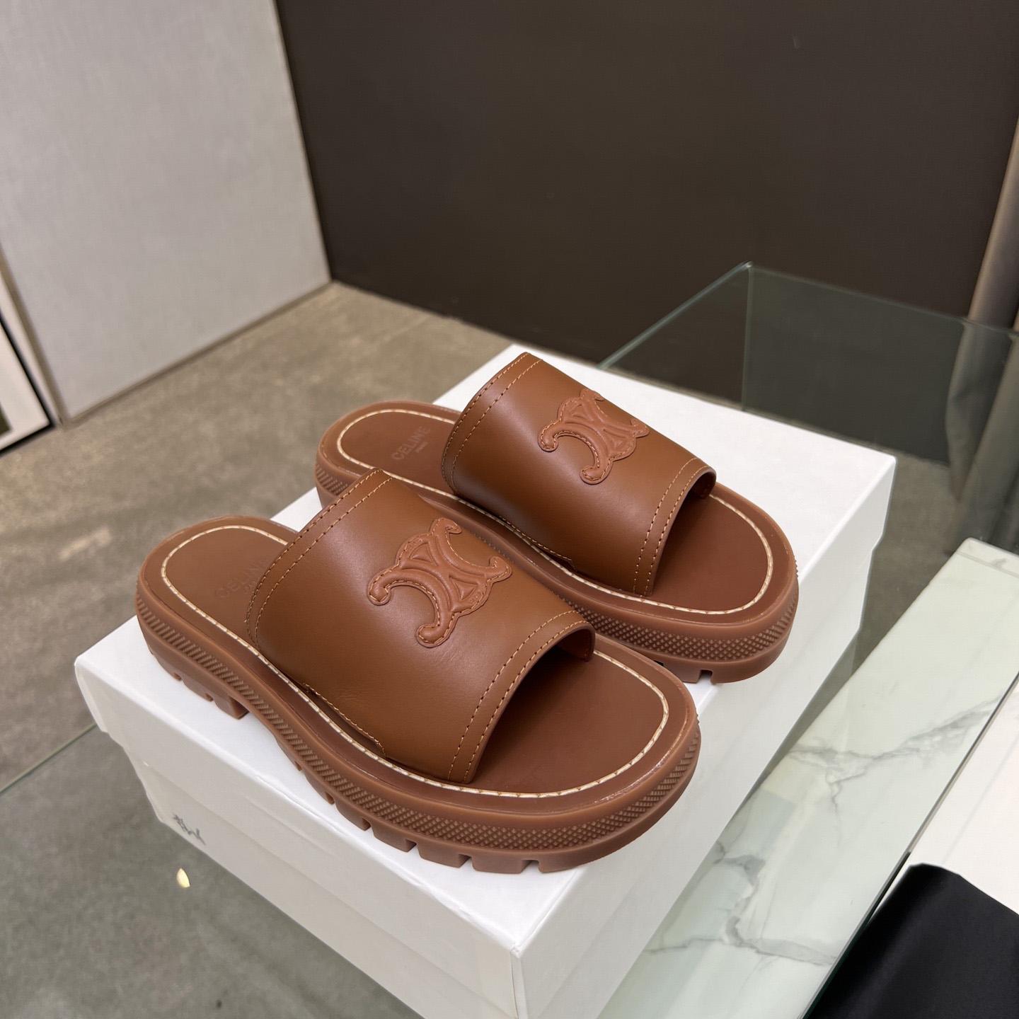 Celine Clea Triomphe Slide In Vegetable - Tanned Calfskin - PerfectKickZ