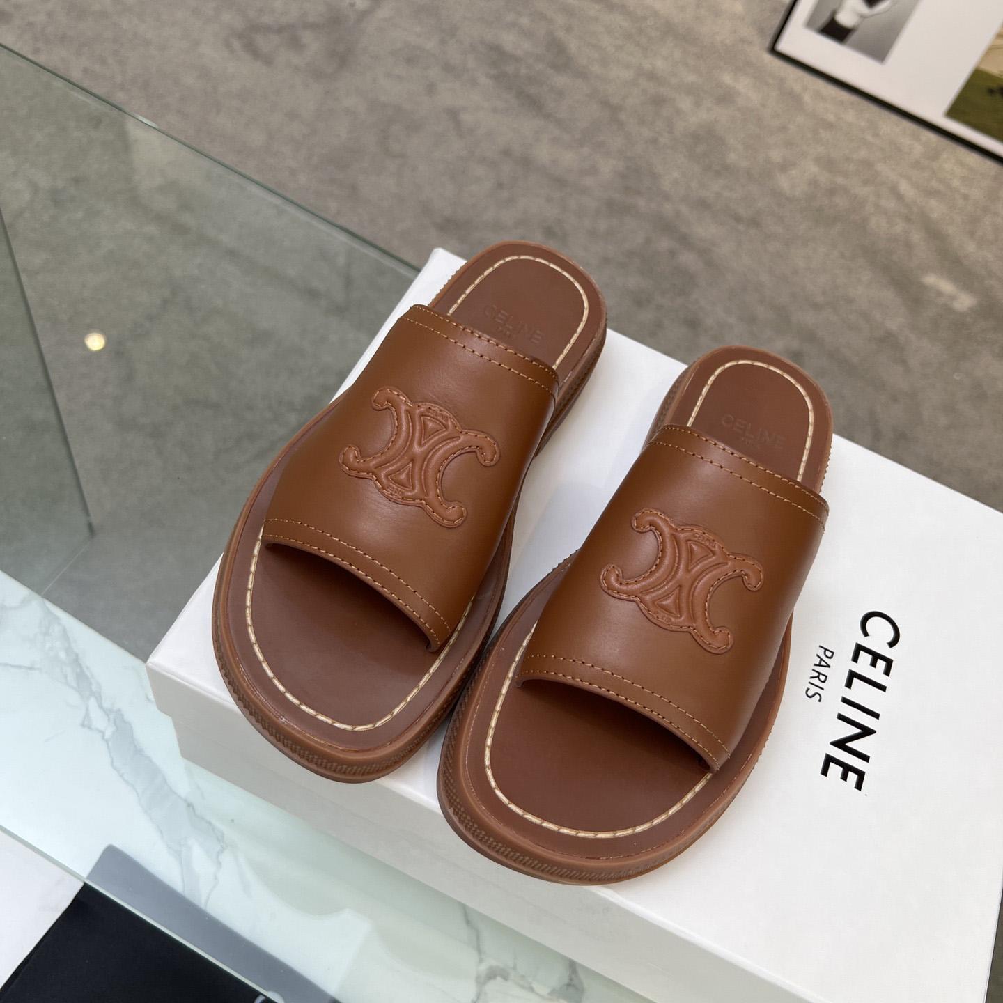 Celine Clea Triomphe Slide In Vegetable - Tanned Calfskin - PerfectKickZ