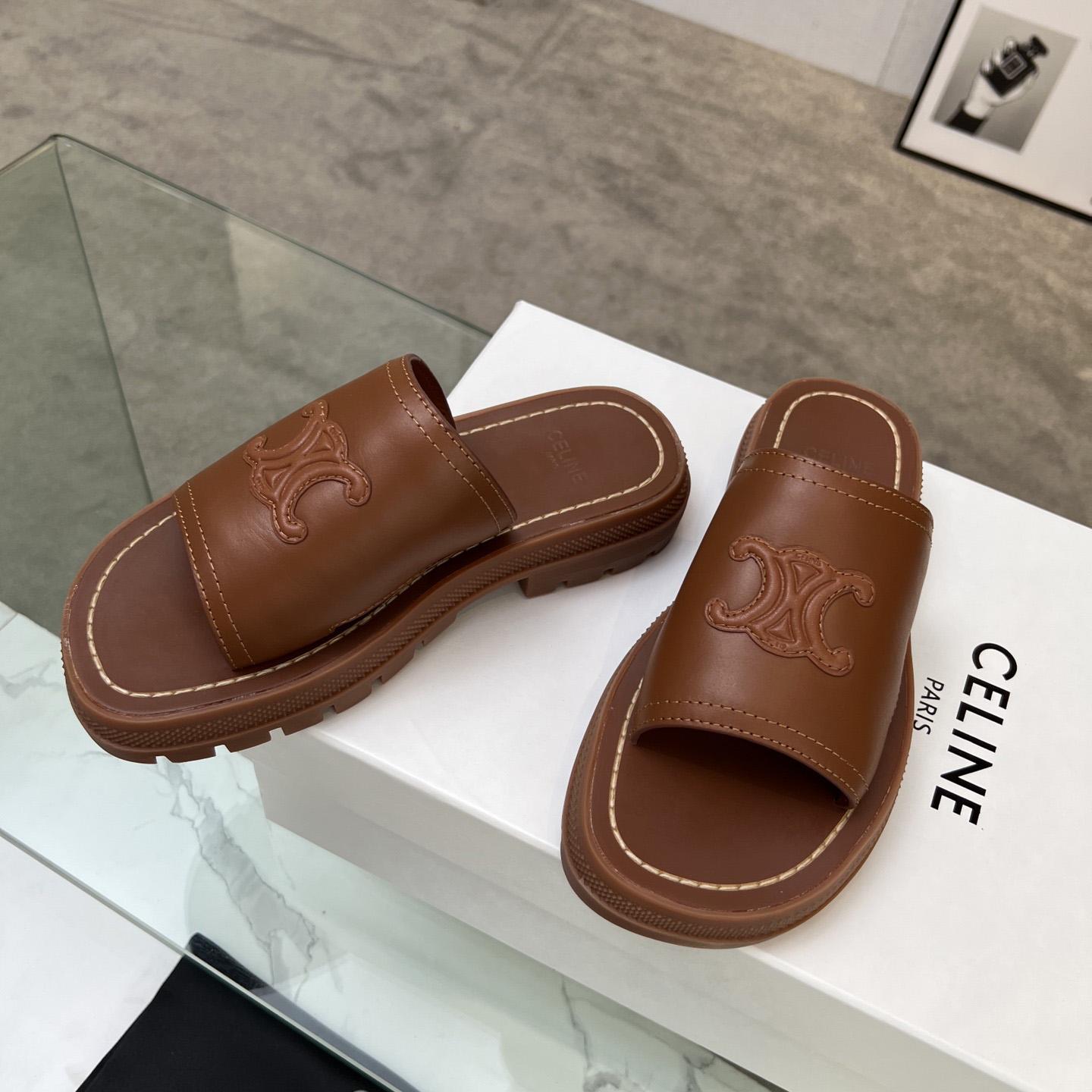 Celine Clea Triomphe Slide In Vegetable - Tanned Calfskin - PerfectKickZ