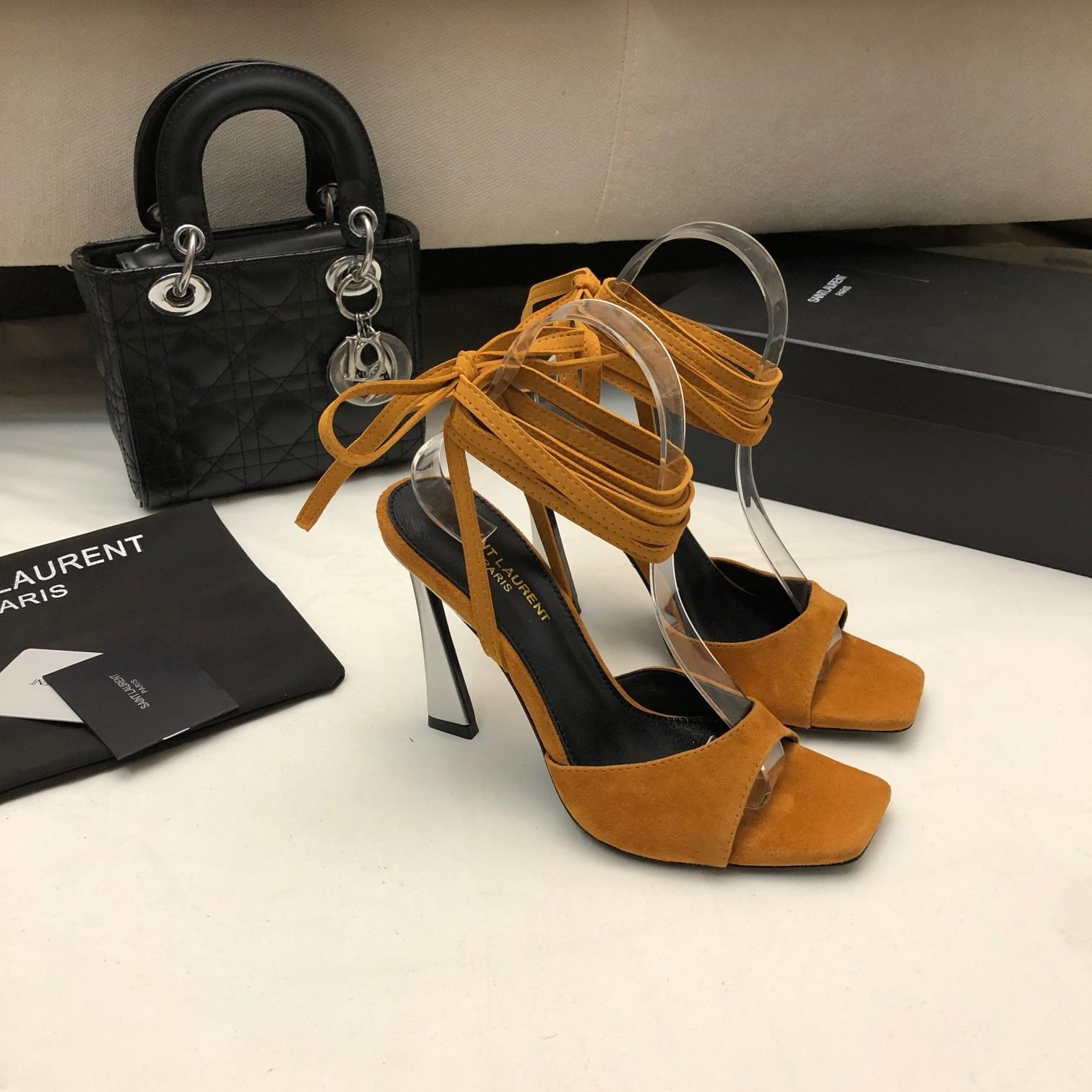 Saint Laurent Paz Sandals In Suede And Metallized Leather - PerfectKickZ