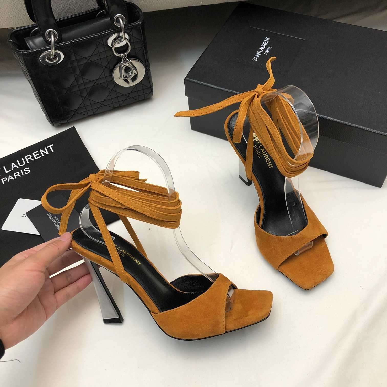 Saint Laurent Paz Sandals In Suede And Metallized Leather - PerfectKickZ