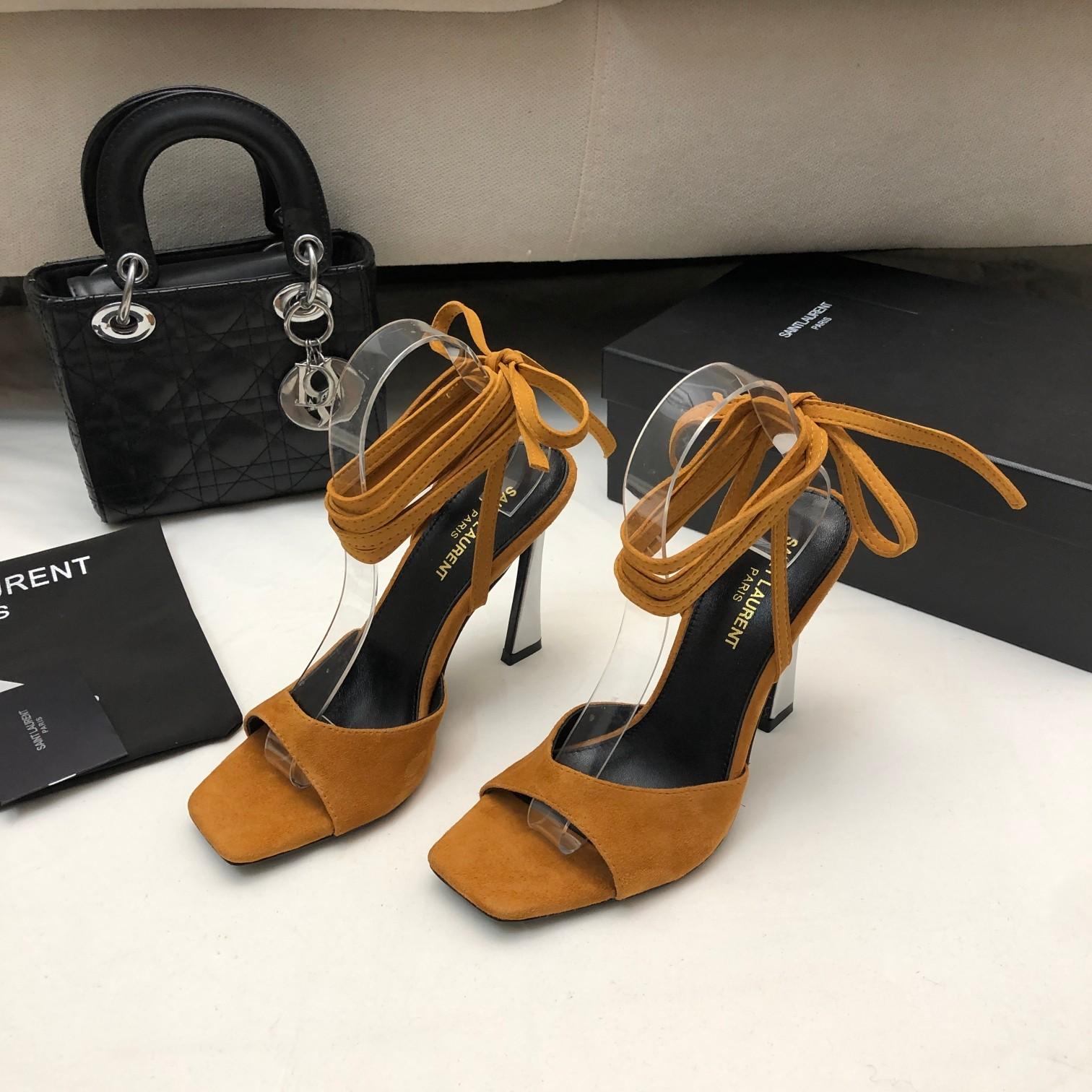 Saint Laurent Paz Sandals In Suede And Metallized Leather - PerfectKickZ