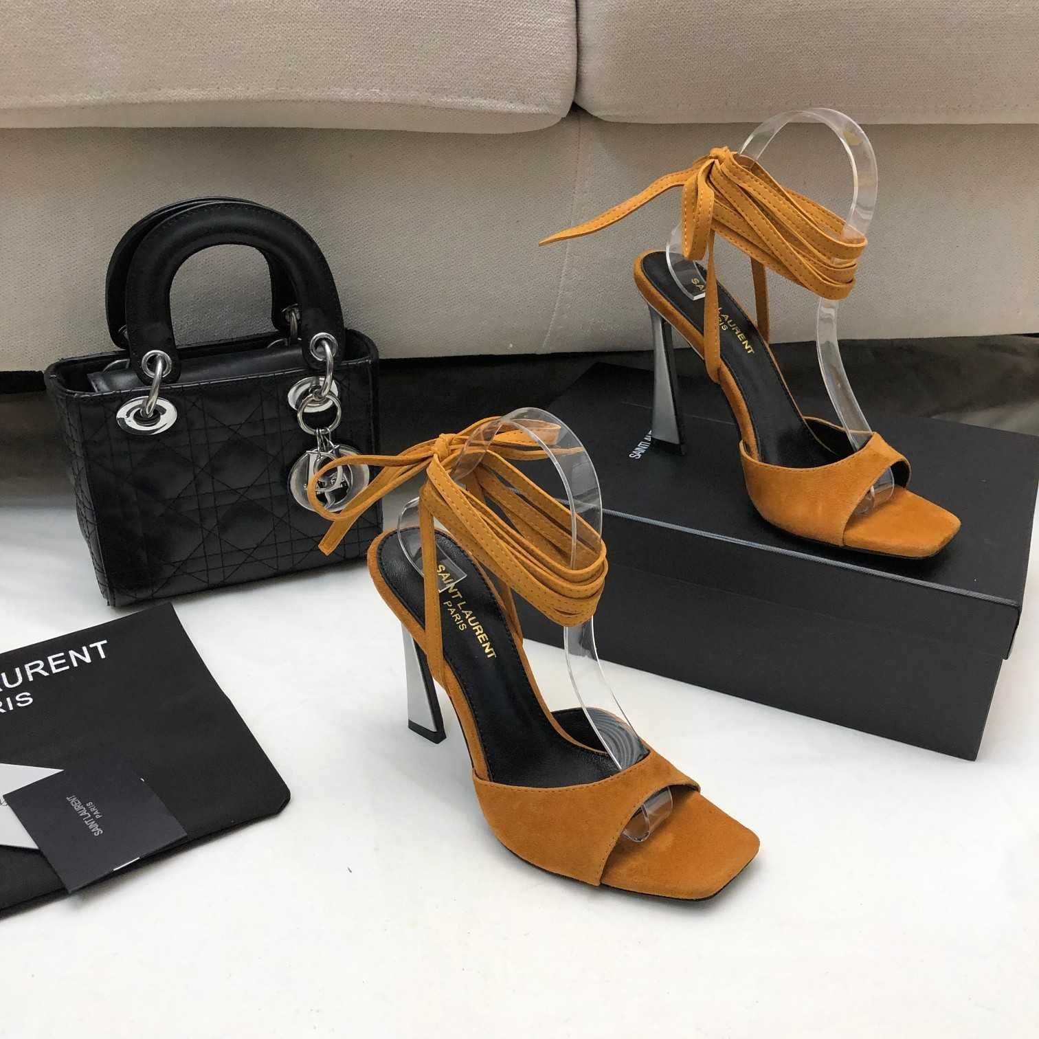 Saint Laurent Paz Sandals In Suede And Metallized Leather - PerfectKickZ