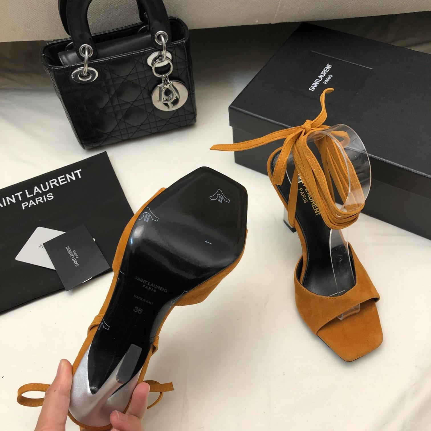 Saint Laurent Paz Sandals In Suede And Metallized Leather - PerfectKickZ