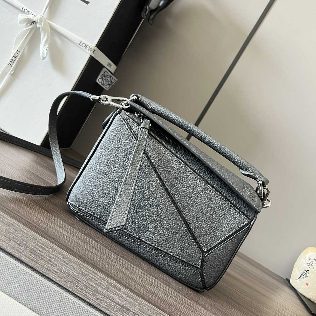 Loewe Small Puzzle Bag In Soft Grained Calfskin Grey Color - PerfectKickZ