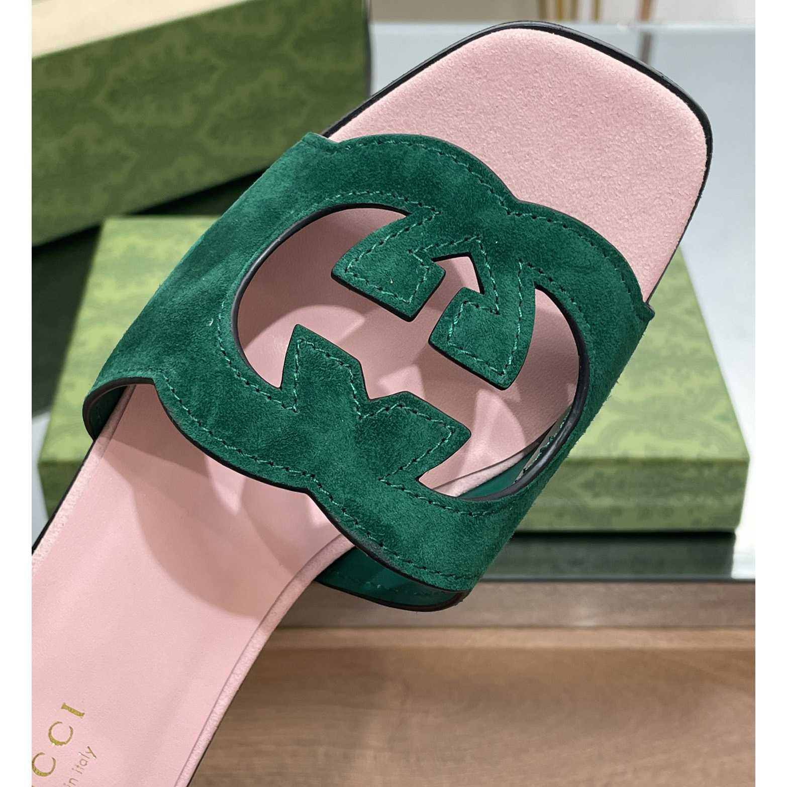 Gucci Women's Interlocking G Cut-out Slide Sandal - PerfectKickZ