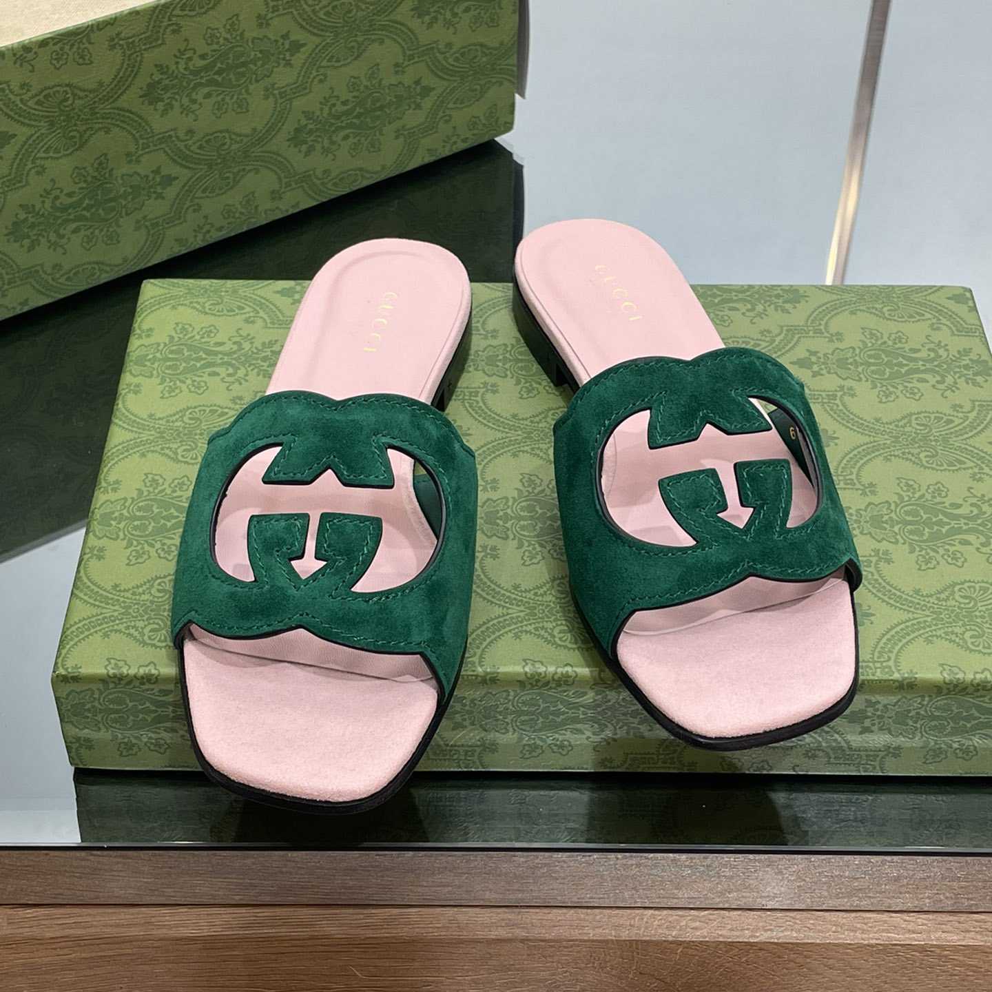 Gucci Women's Interlocking G Cut-out Slide Sandal - PerfectKickZ