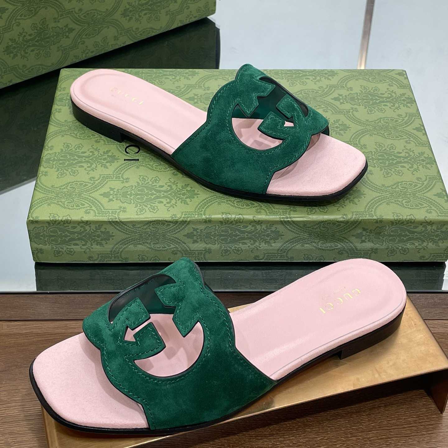 Gucci Women's Interlocking G Cut-out Slide Sandal - PerfectKickZ
