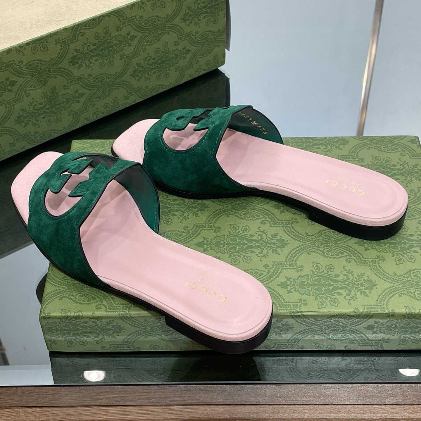 Gucci Women's Interlocking G Cut-out Slide Sandal - PerfectKickZ