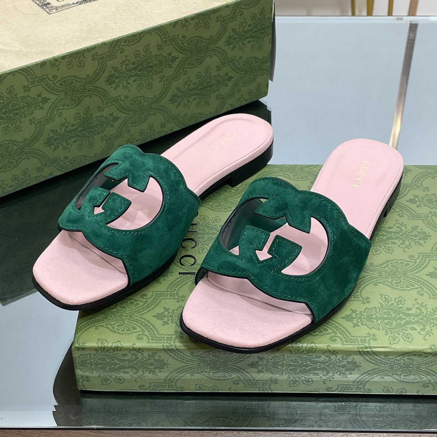 Gucci Women's Interlocking G Cut-out Slide Sandal - PerfectKickZ