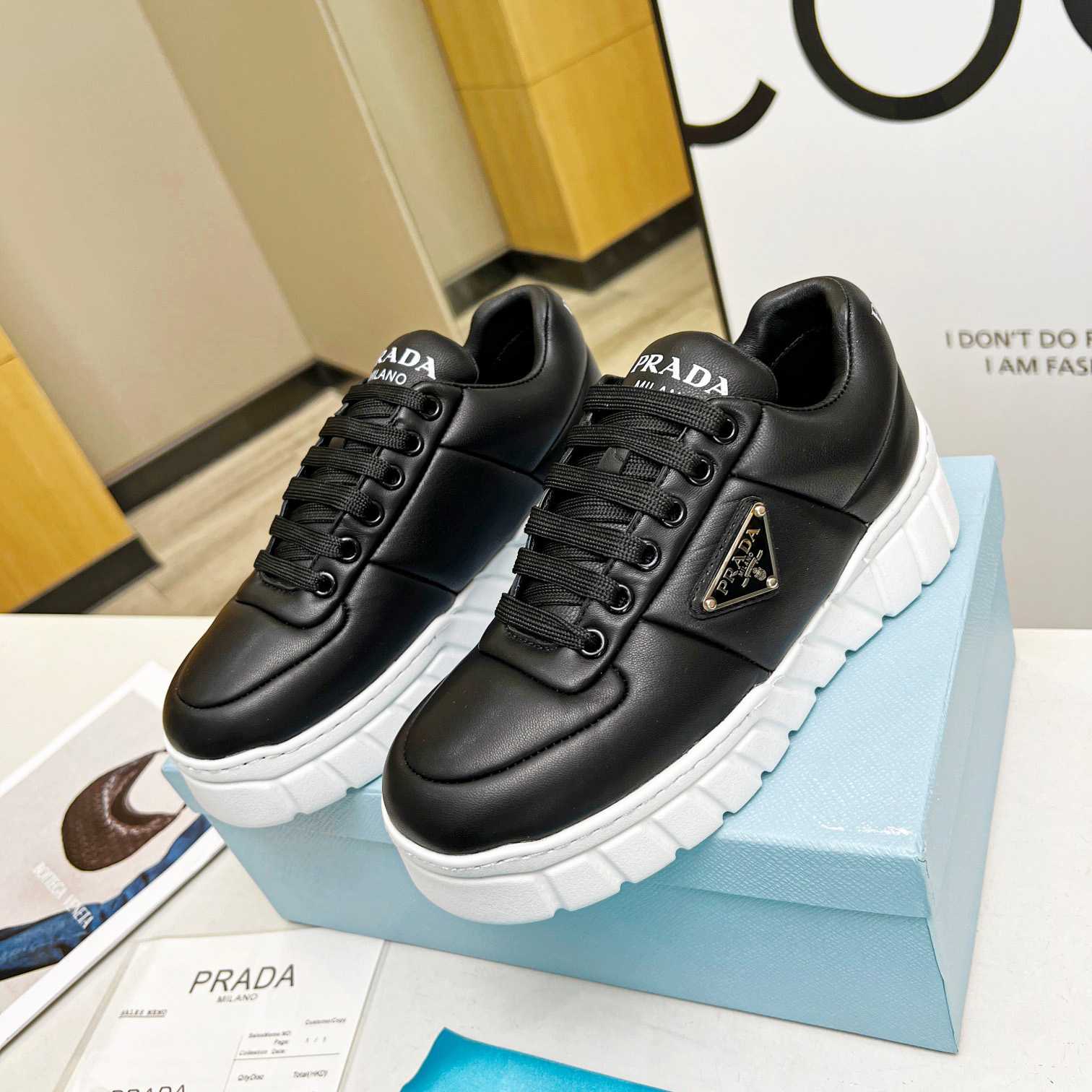 Prada Padded Nappa Leather Sneakers - PerfectKickZ