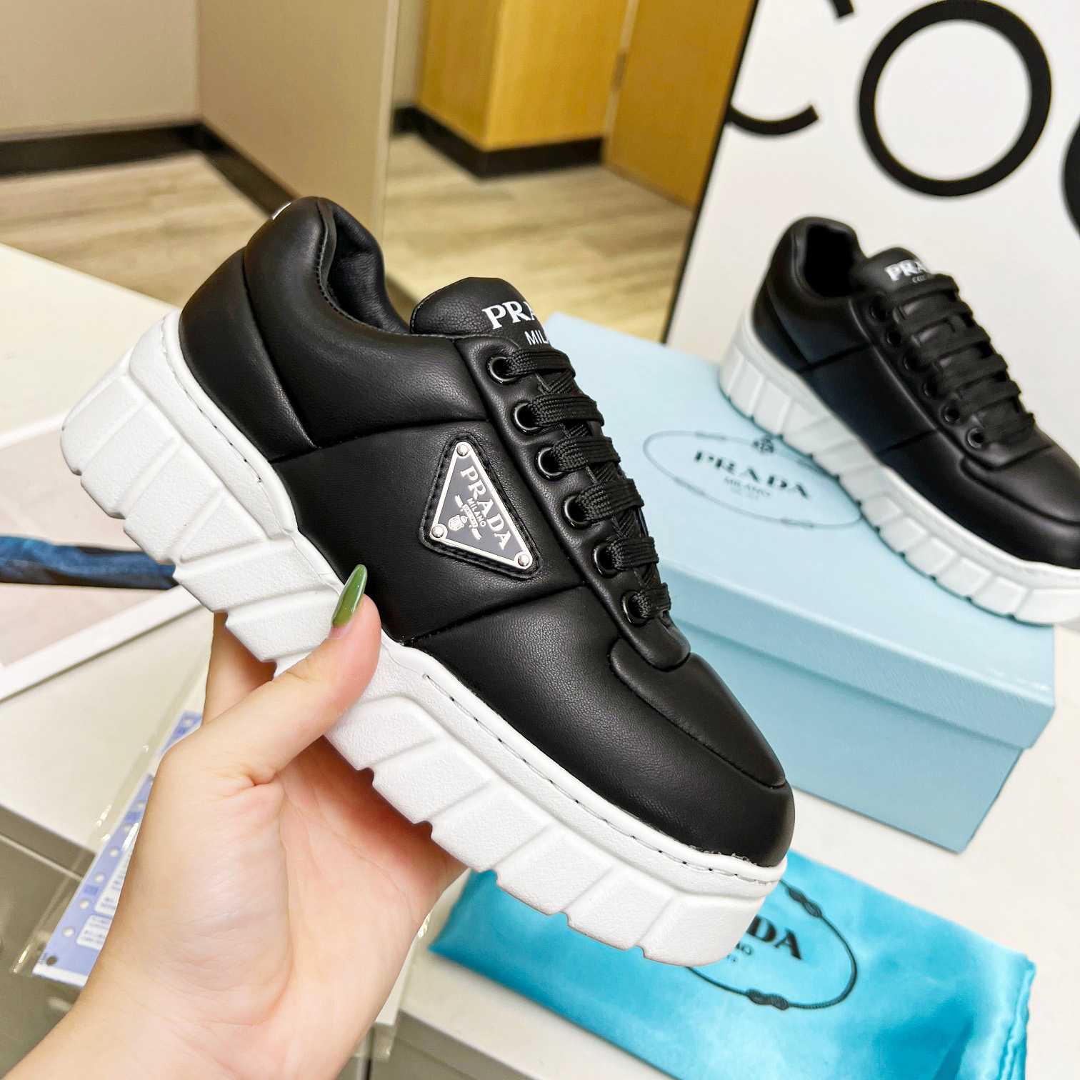 Prada Padded Nappa Leather Sneakers - PerfectKickZ
