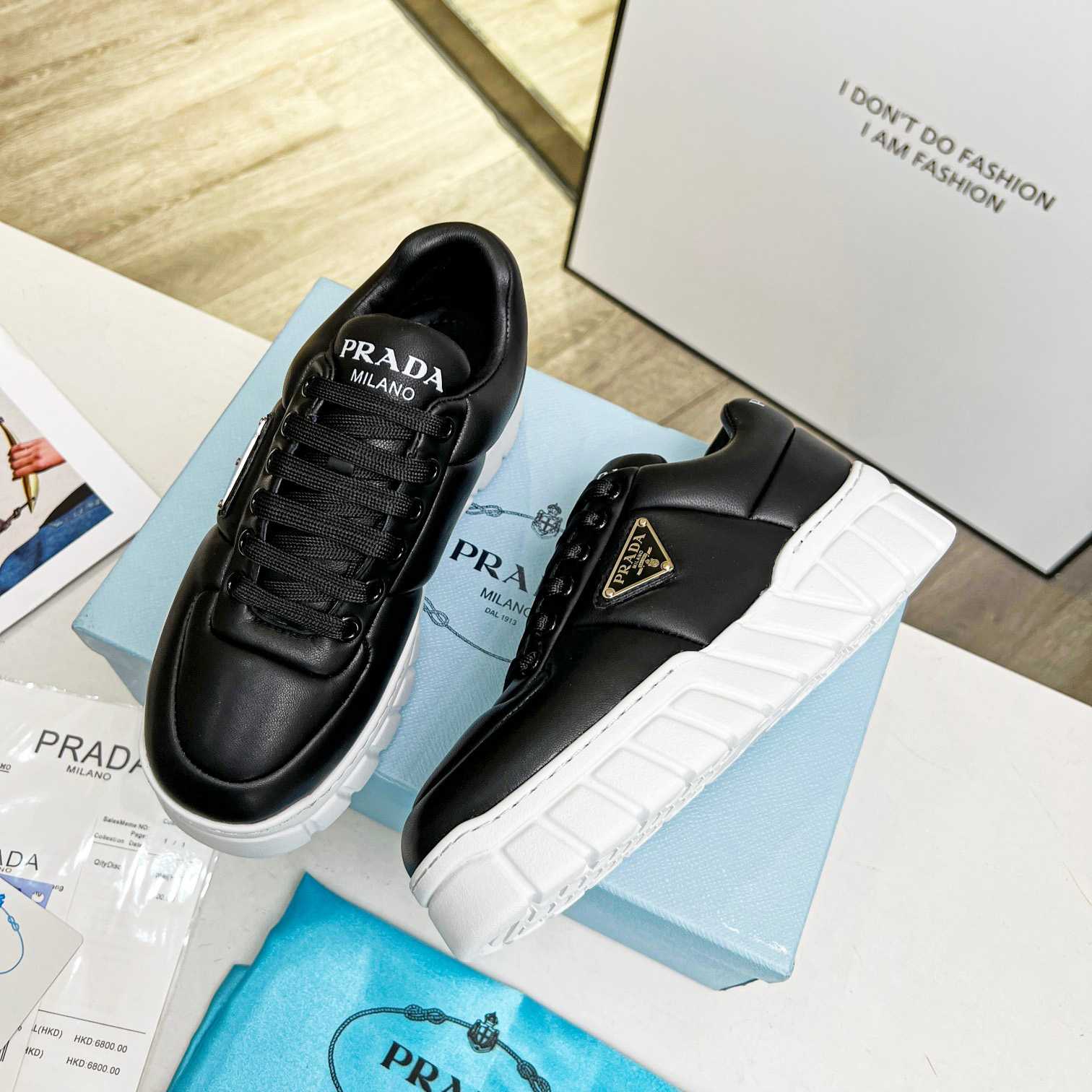 Prada Padded Nappa Leather Sneakers - PerfectKickZ