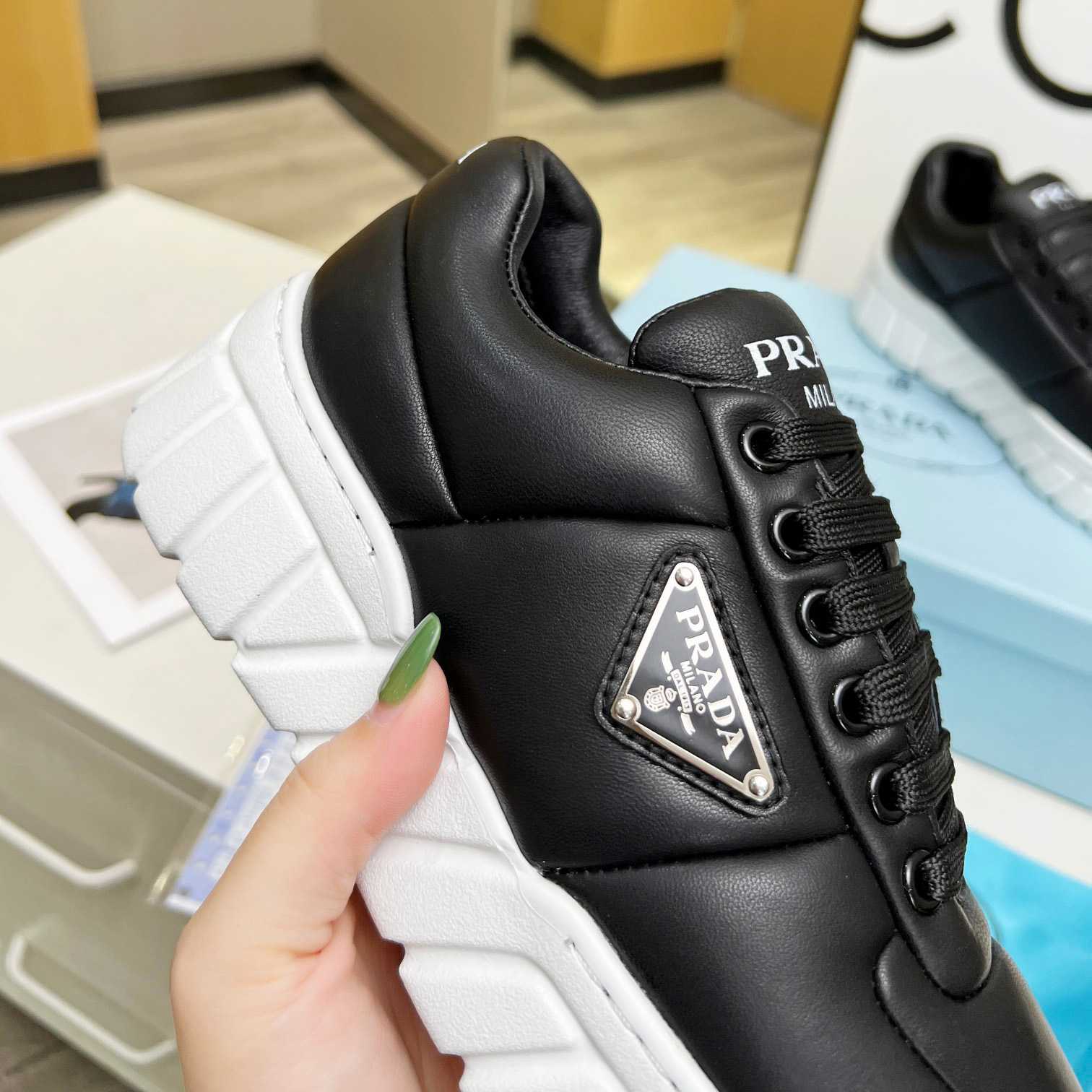 Prada Padded Nappa Leather Sneakers - PerfectKickZ