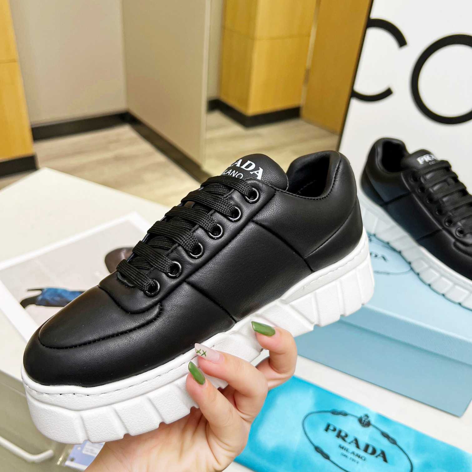 Prada Padded Nappa Leather Sneakers - PerfectKickZ