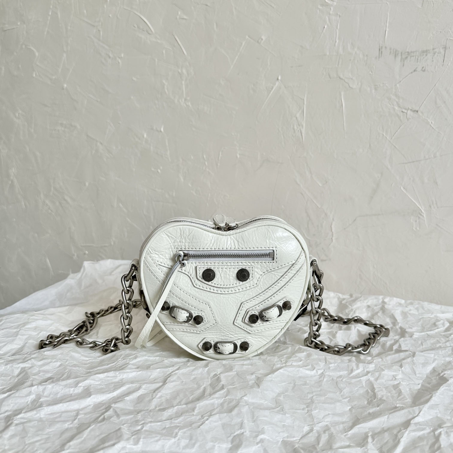 Balenciaga Le Cagole Heart Mini Bag In Optic White (16-12.7-4.5cm) - PerfectKickZ