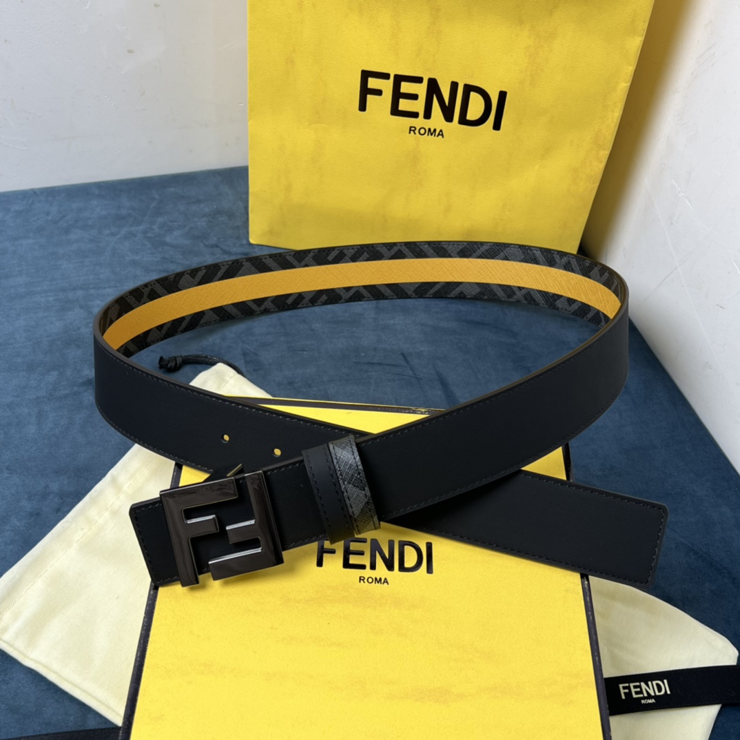 Fendi Reversible Black Leather Belt  - PerfectKickZ