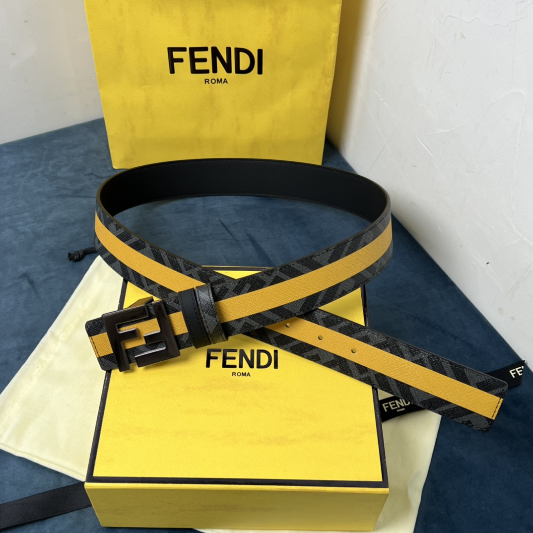 Fendi Reversible Black Leather Belt  - PerfectKickZ