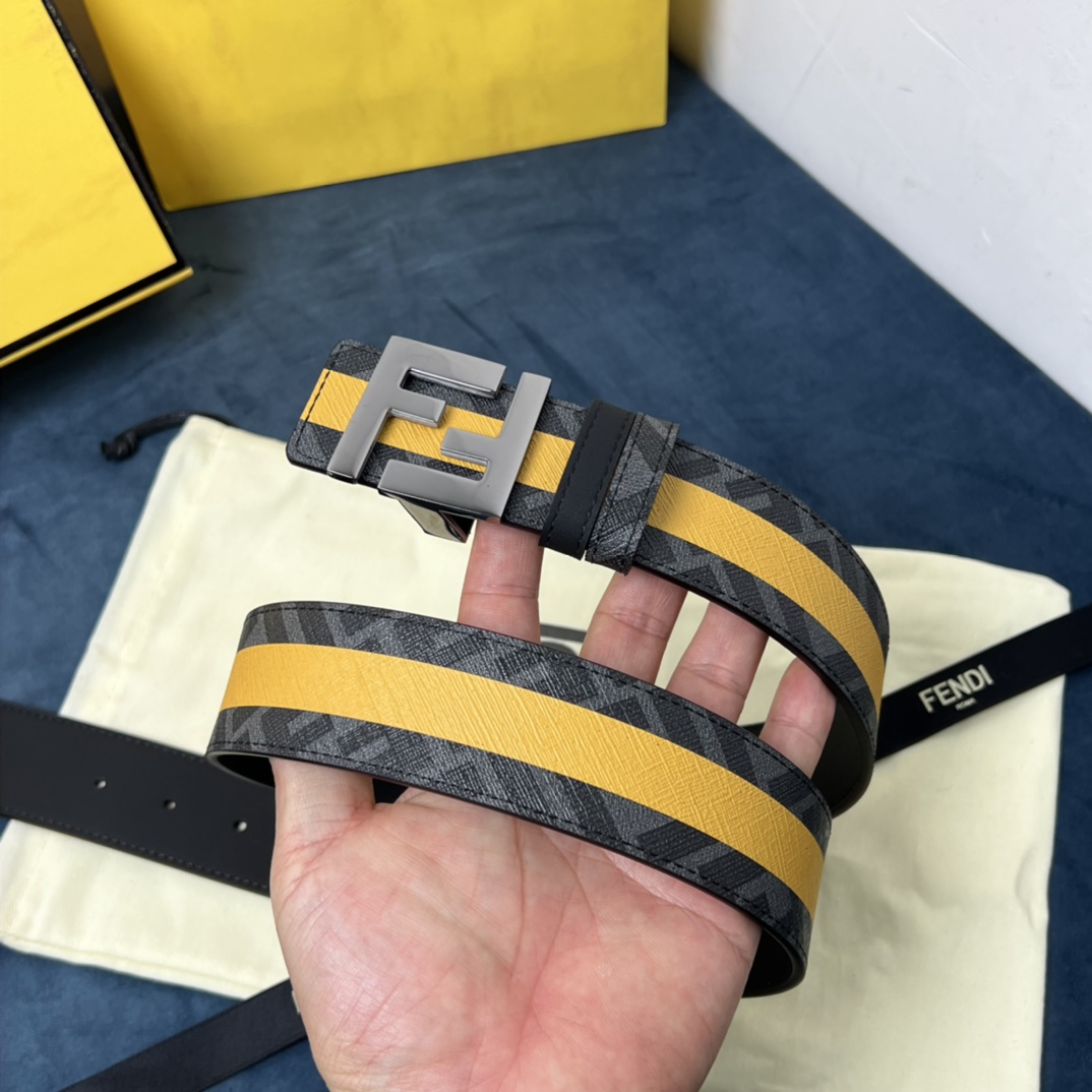Fendi Reversible Black Leather Belt  - PerfectKickZ