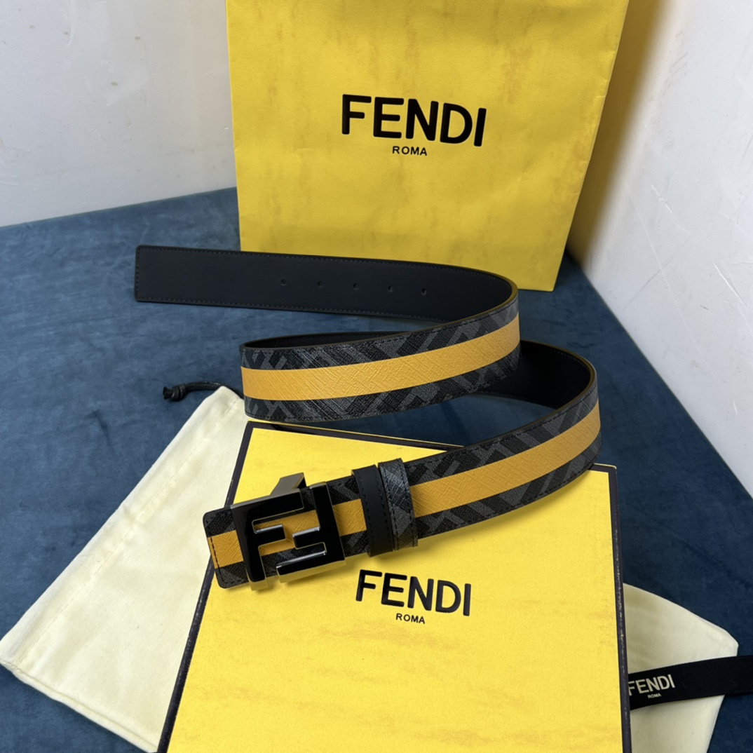 Fendi Reversible Black Leather Belt  - PerfectKickZ