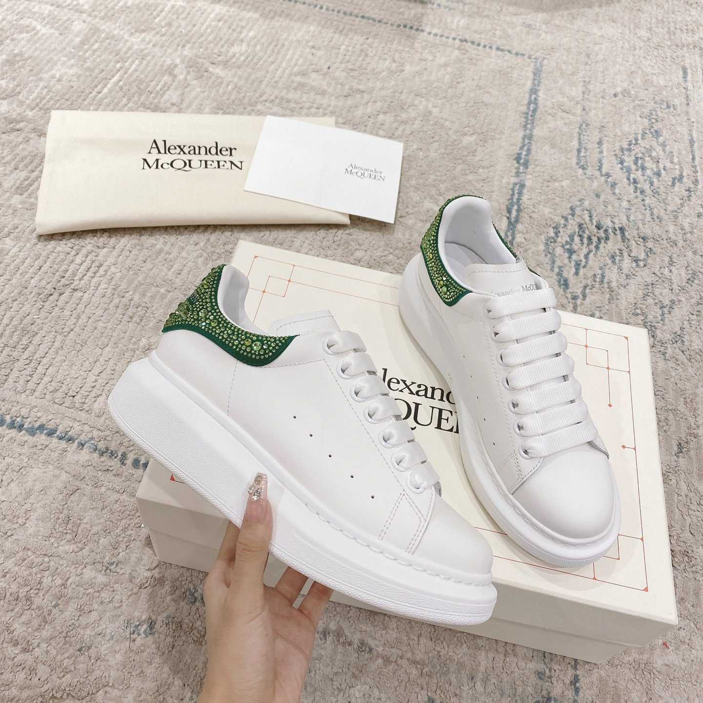 Alexander Mqueen Oversized Sneaker in White/Acid Green - PerfectKickZ
